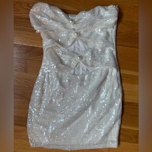 Peppermayo Clyra Sequin Mini Dress - Ivory